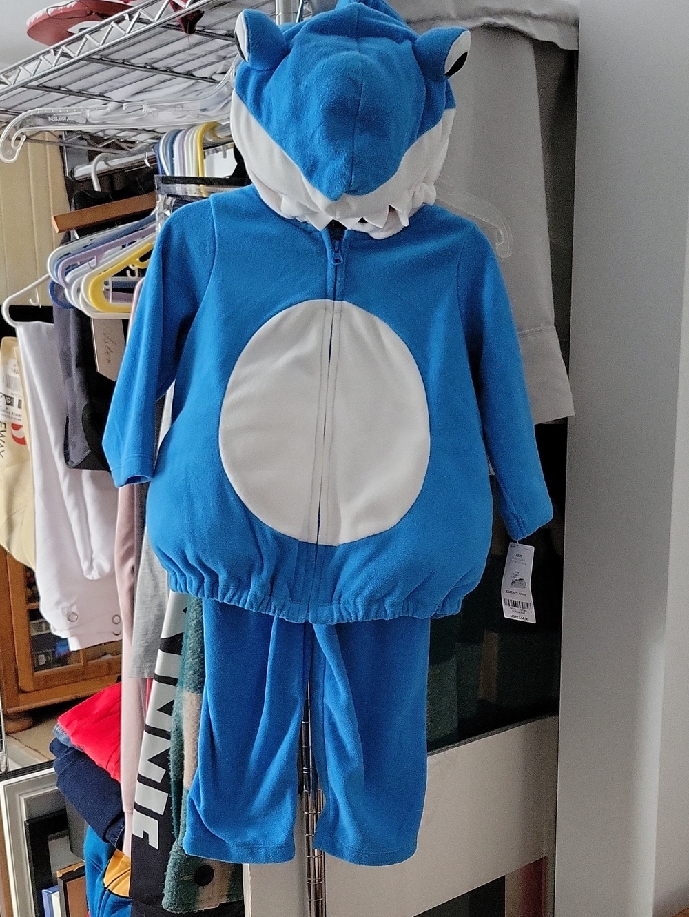 Carter's Bright Blue Shark Hoodie & Pants Costume Set size 18 months New w/tags
